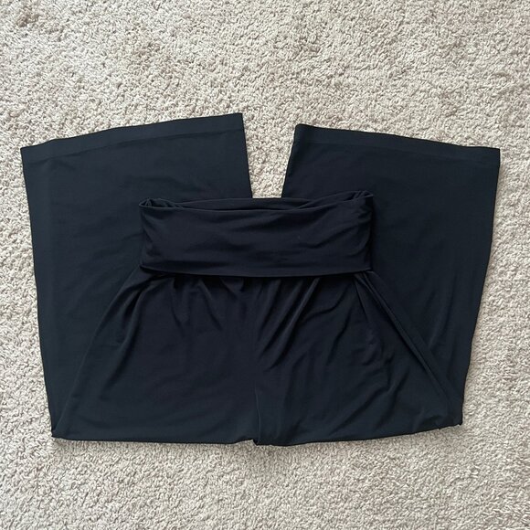 Black Wide Leg Culottes w/Fold-Down Waist – Stretchy/Pull-on/Ankle Length – Sz S - Picture 7 of 13